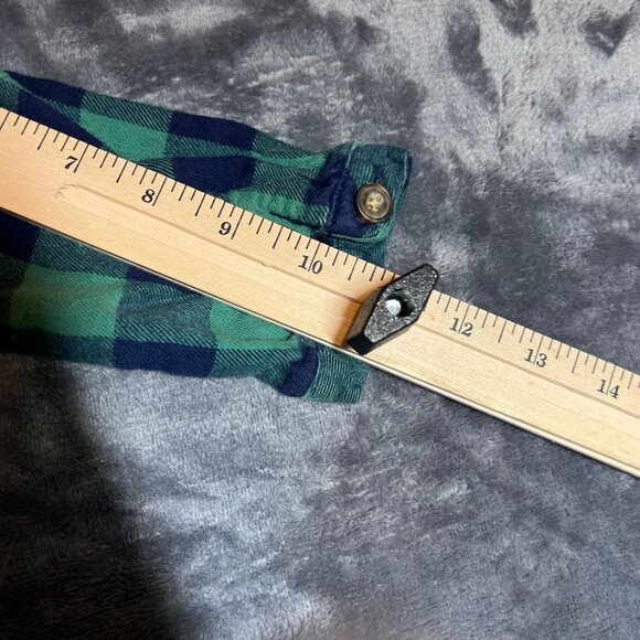 Hanna Anderson Green & Blue Plaid Flannel Pocket Dress Pleated Upper Button Up B - Picture 10 of 11